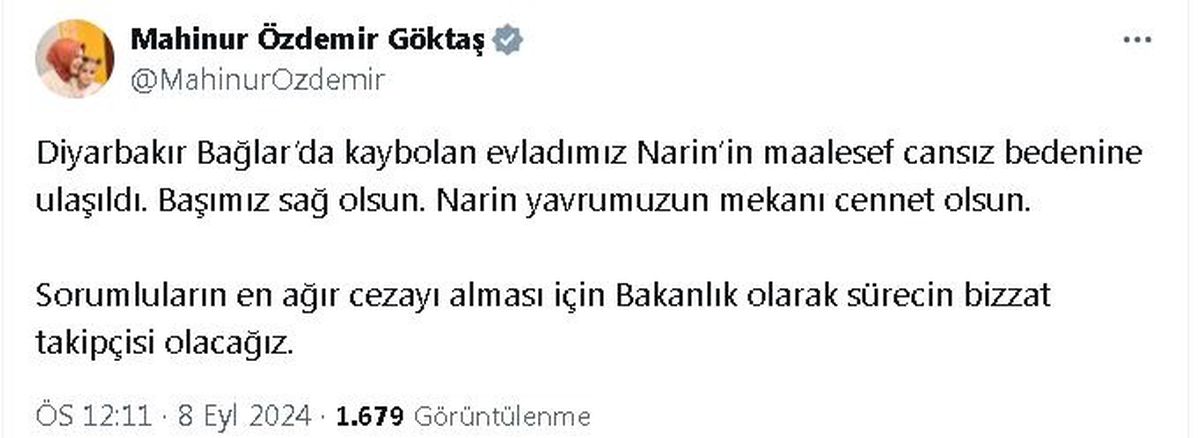 Narin Güran\'ın Ölümü: Bakan Göktaş Takipte Olacak