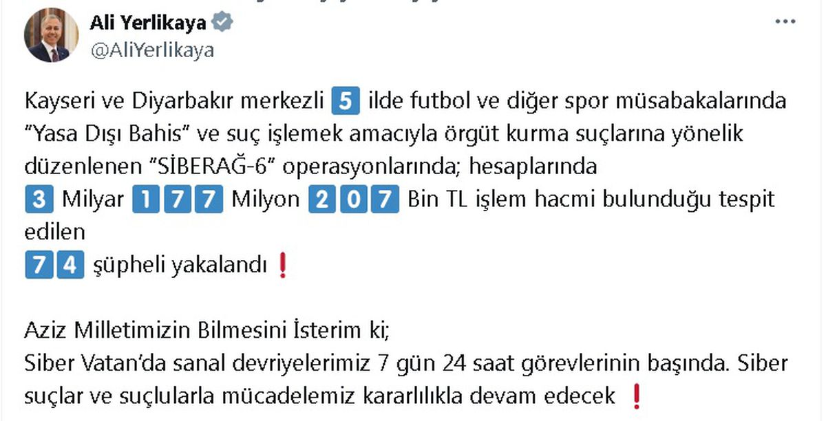 Siberağ-6 Operasyonu: 74 Şüpheli Yakalandı