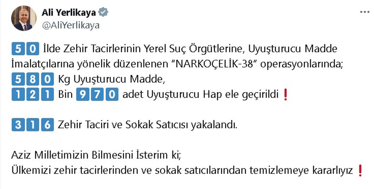 50 İlde Narkoçelik-38 Operasyonu: 316 Gözaltı