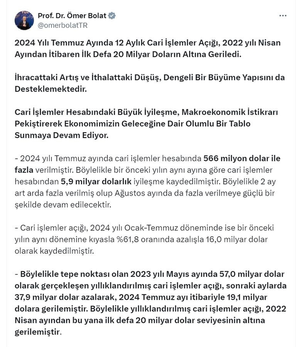 Cari İşlemler Açığı 20 Milyar Altına Geriledi