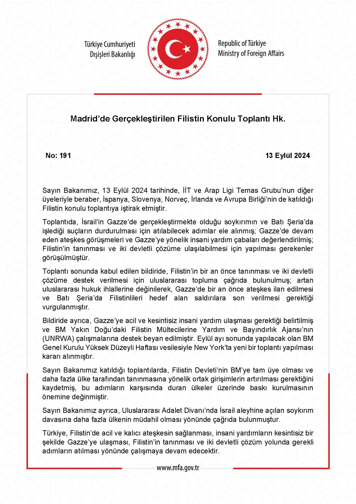 Filistin İçin Uluslararası Toplantı