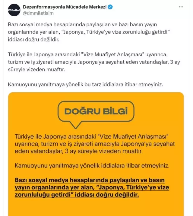 Japonya'nın Türkiye'ye Vize Zorunluluğu İddiası Yanlış