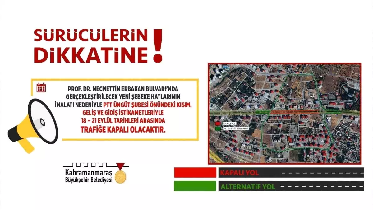 Kahramanmaraş\'ta Altyapı Çalışmaları Nedeniyle Trafik Duyurusu