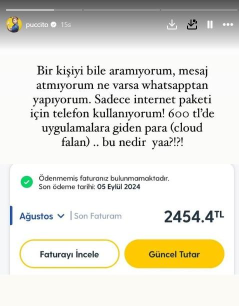 2500 TL telefon faturası gelen Pucca isyan etti