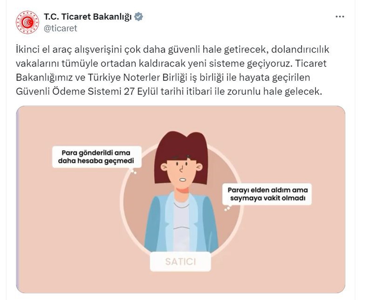 İkinci El Araçta Güvenli Ödeme Zorunlu Oluyor