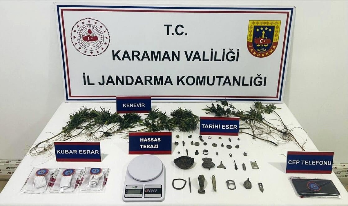 Karaman\'da Tarihi Eser ve Uyuşturucu Operasyonu