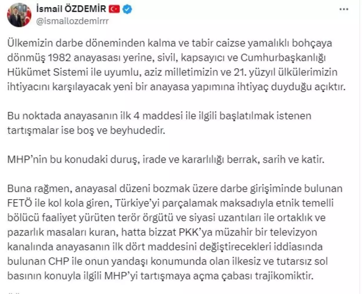 MHP\'den Anayasa Tartışmalarına Tepki