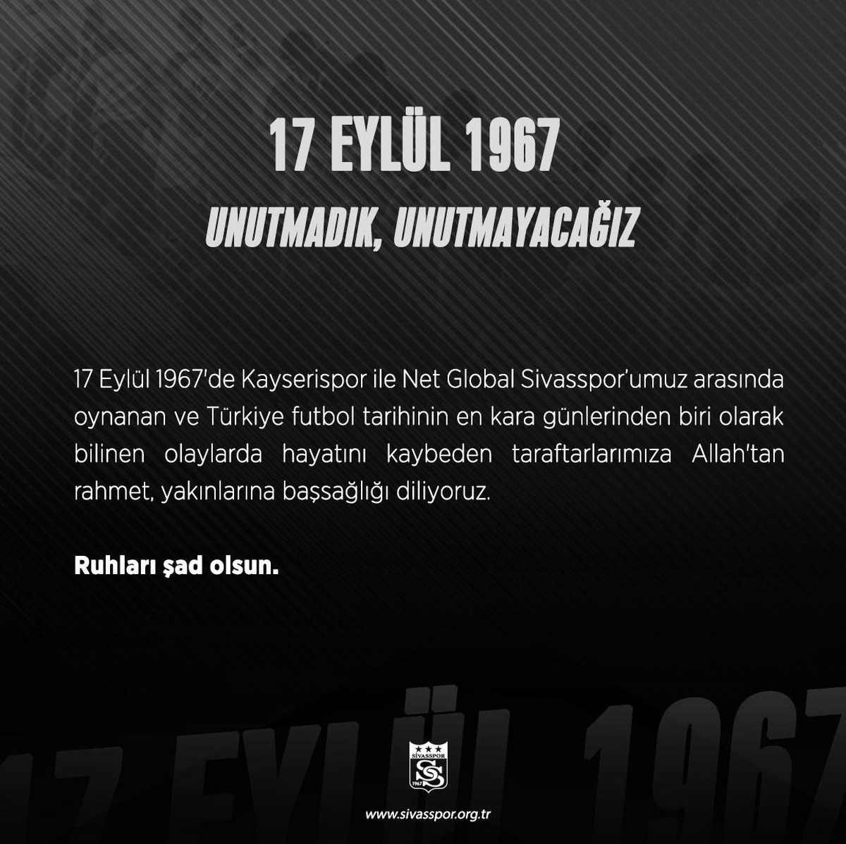 Sivasspor\'dan Anma Mesajı