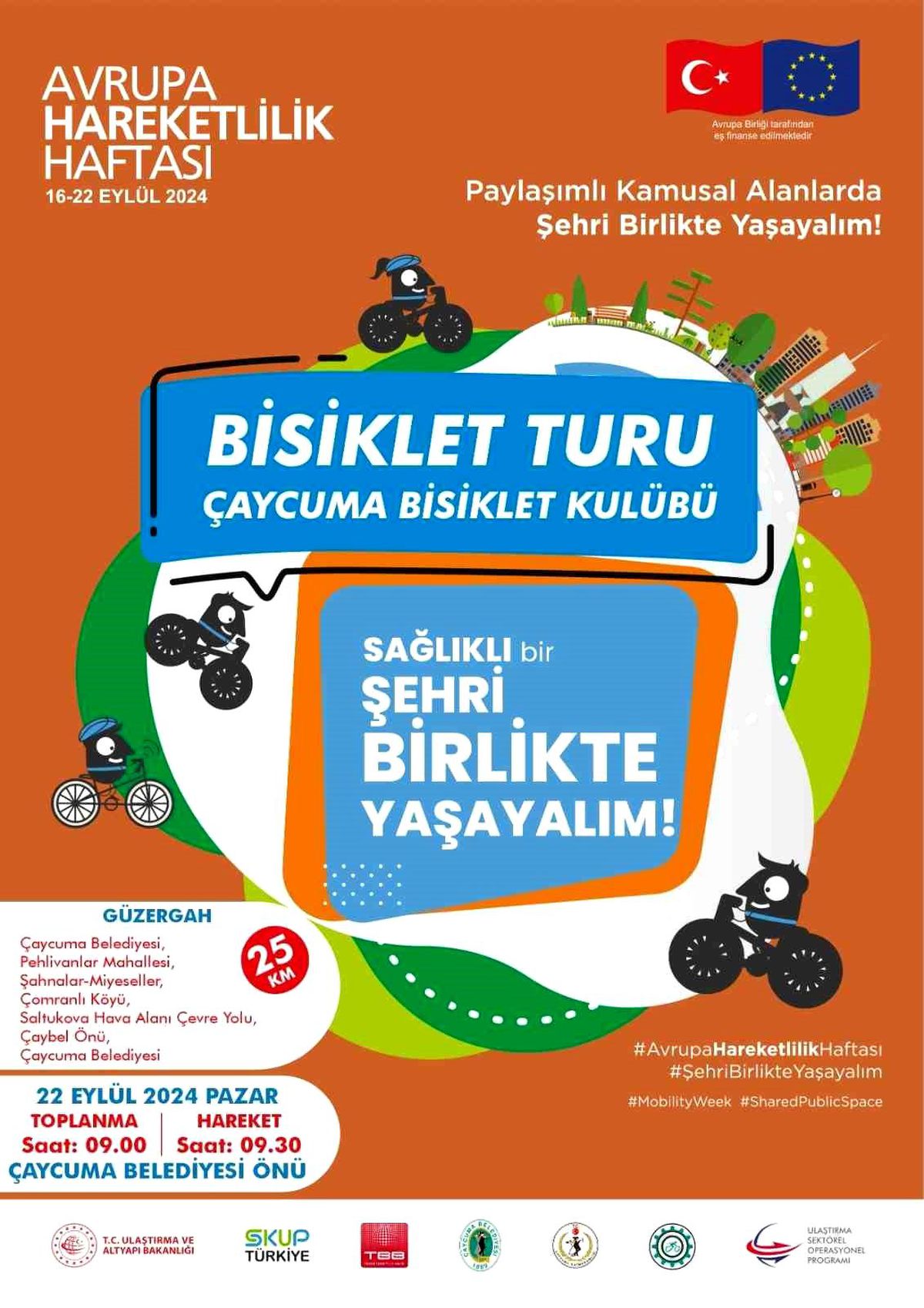 Çaycuma\'da Avrupa Hareketlilik Haftası Bisiklet Turu Düzenleniyor