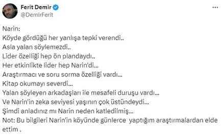 Narin neden katledildi? Köyünde yapılan araştırma acı gerçeği gözler önüne serdi