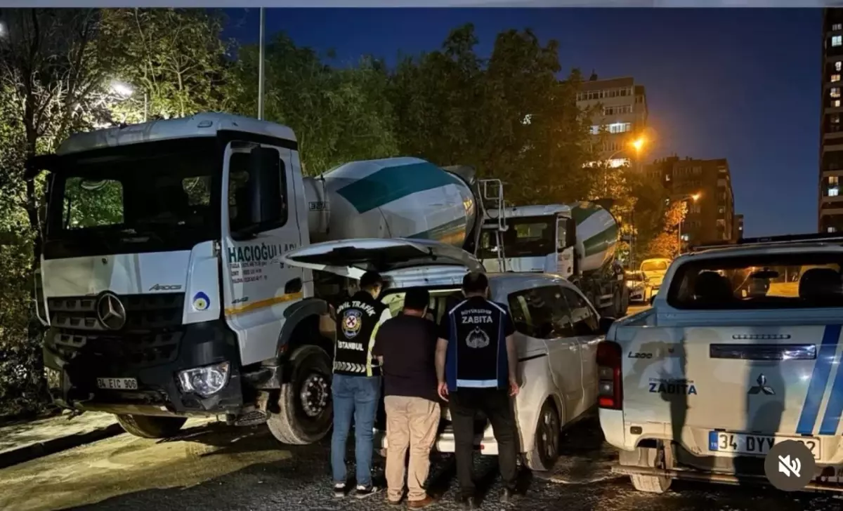 Beton Mikseri Yolda Beton Dökerek İlerledi