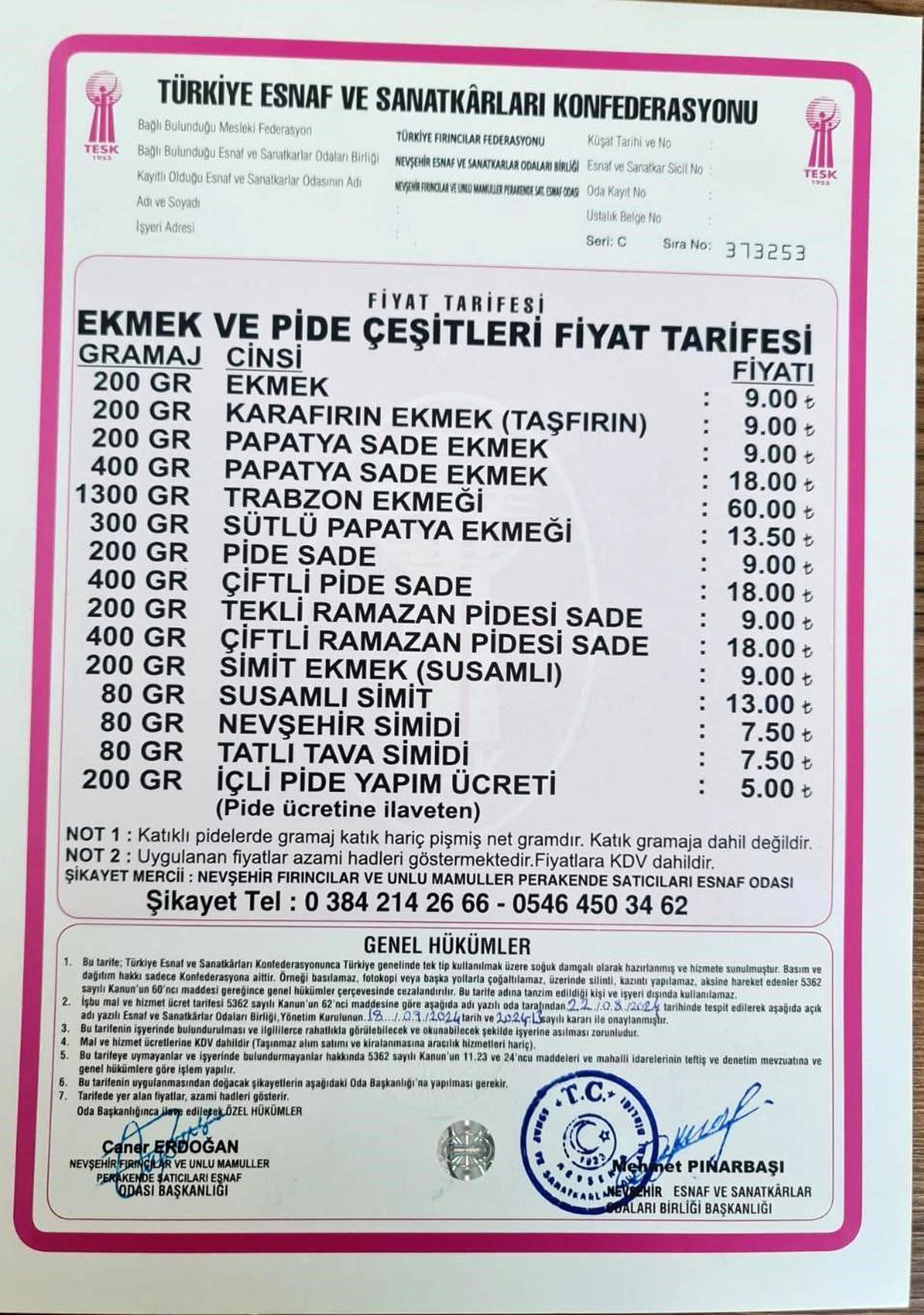 Nevşehir\'de ekmek fiyatlarına zam