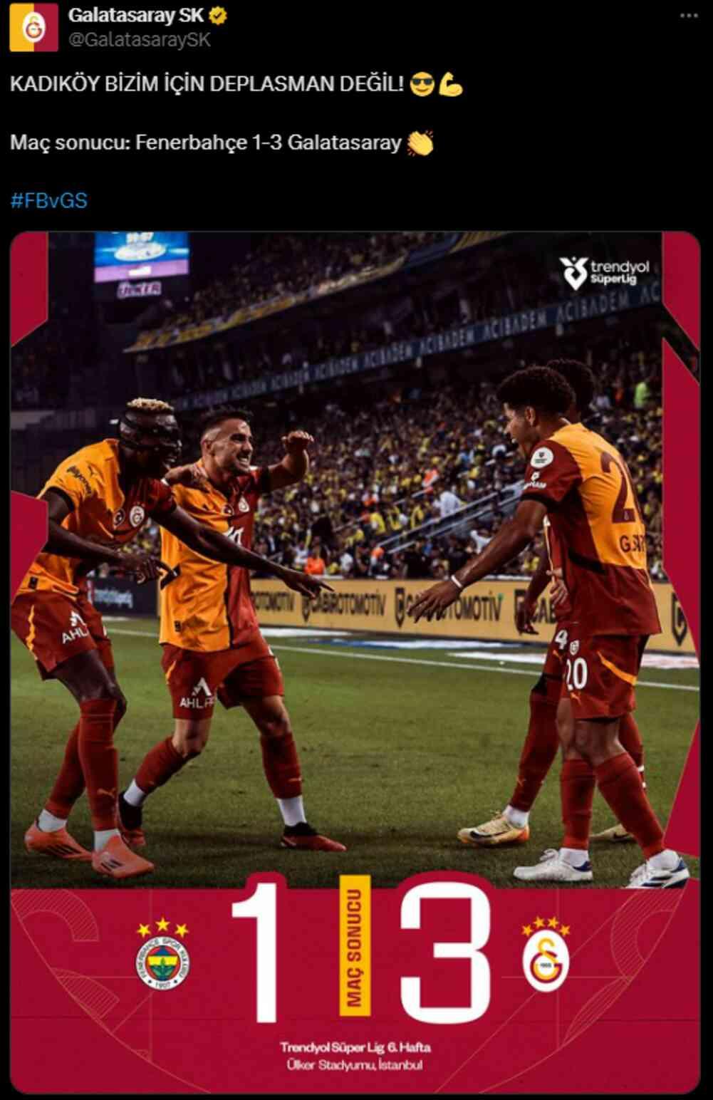 Galatasaray'dan maç sonu Fenerbahçelileri çıldırtan paylaşımlar Galatasaray'dan maç sonu Fenerbahçelileri çıldırtan paylaşımlar