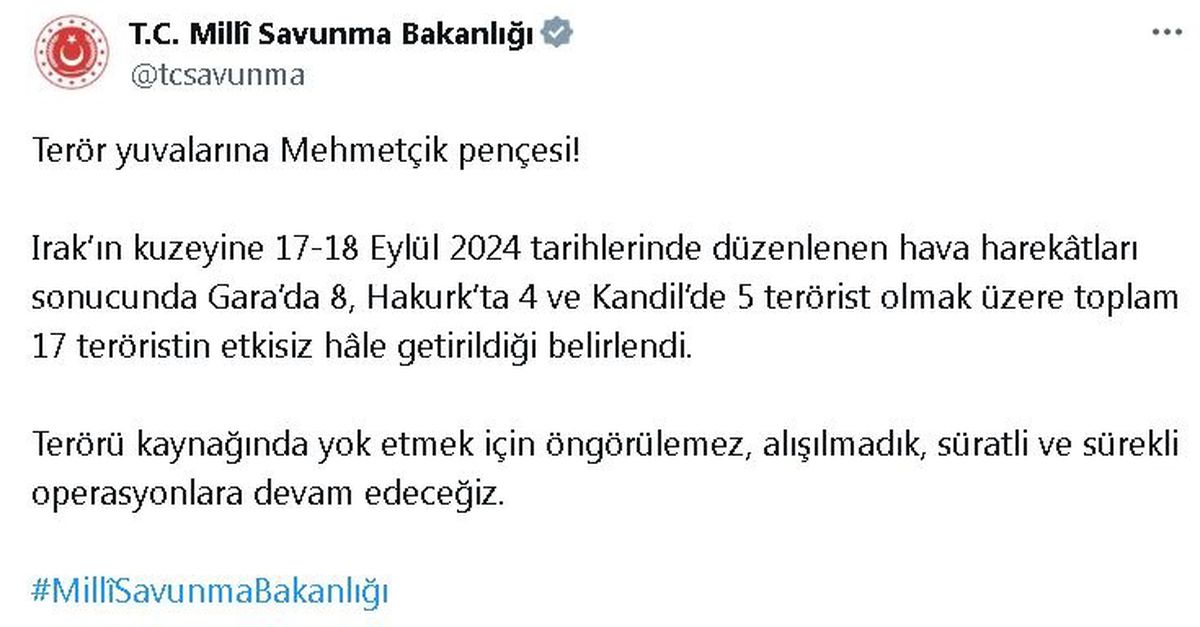 Irak\'ta 17 Terörist Etkisiz Hale Getirildi