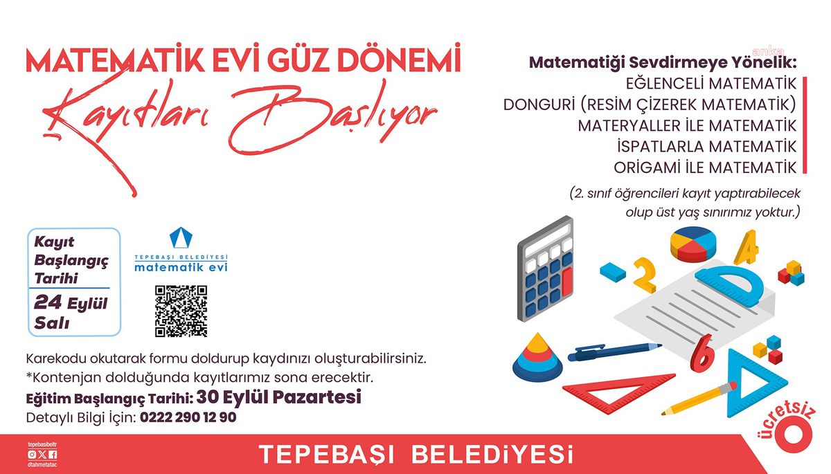 Tepebaşı Belediyesi Matematik Evi\'nde Ücretsiz Kurslar Başlıyor