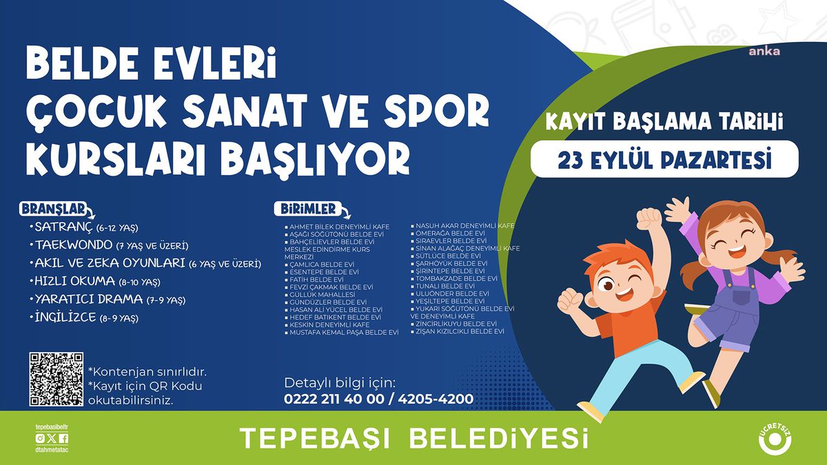 Tepebaşı Belediyesi\'nden Ücretsiz Çocuk Programları Kayıtları Başlıyor