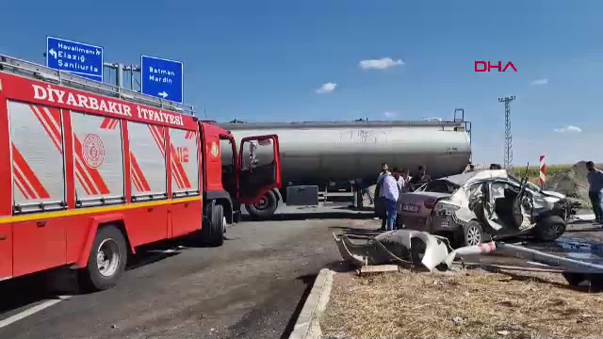 Diyarbakır\'da Tanker-Otomobil Kazası: 4 Yaralı