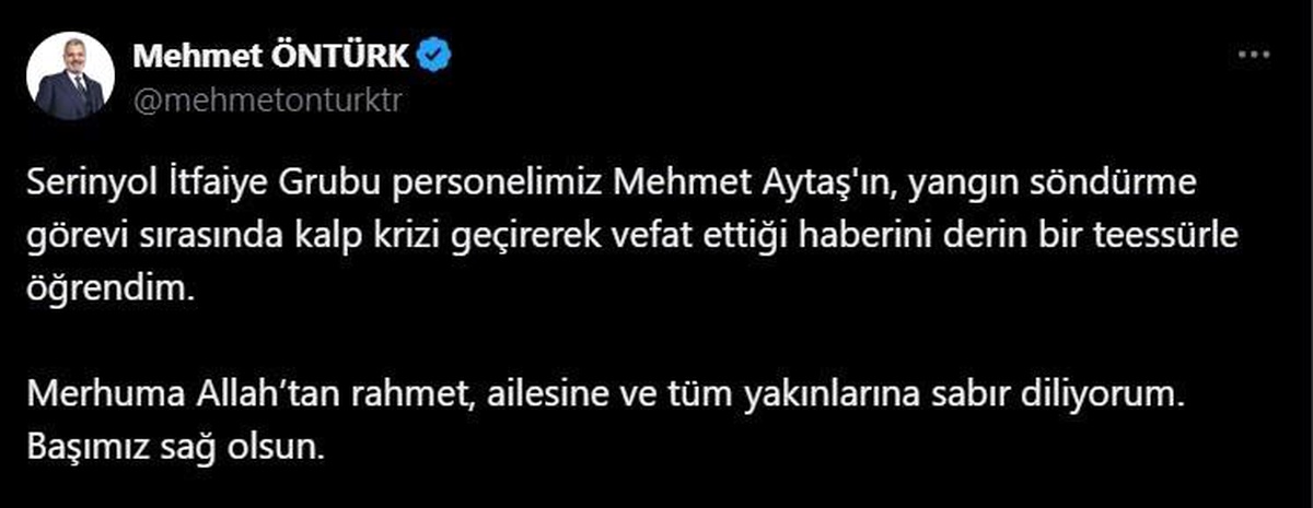 Yangın Söndürme Görevi Sırasında İtfaiye Personeli Kalp Krizi Geçirerek Hayatını Kaybetti