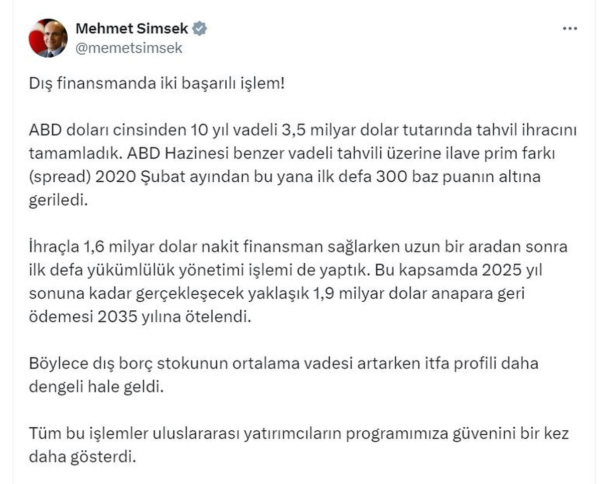 Türkiye 3,5 Milyar Dolar Tahvil İhracını Tamamladı