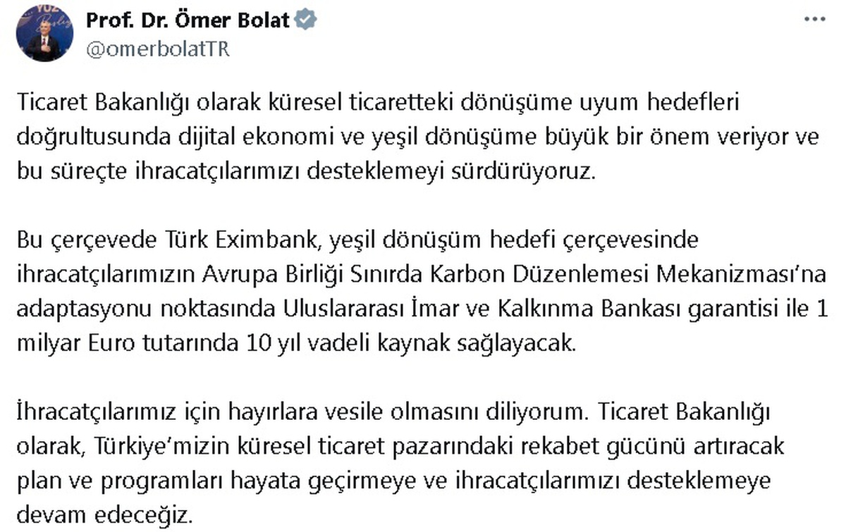 Türk Eximbank\'tan İhracatçılara 1 Milyar Euro Destek