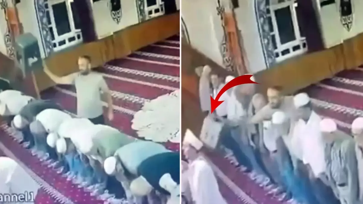 Camide bir garip olay! Namaz kıldıran imama tabureyle saldırdı