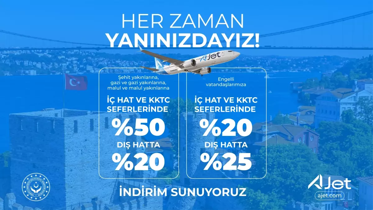 Gazi ve Şehit Yakınlarına Uçuş İndirimi