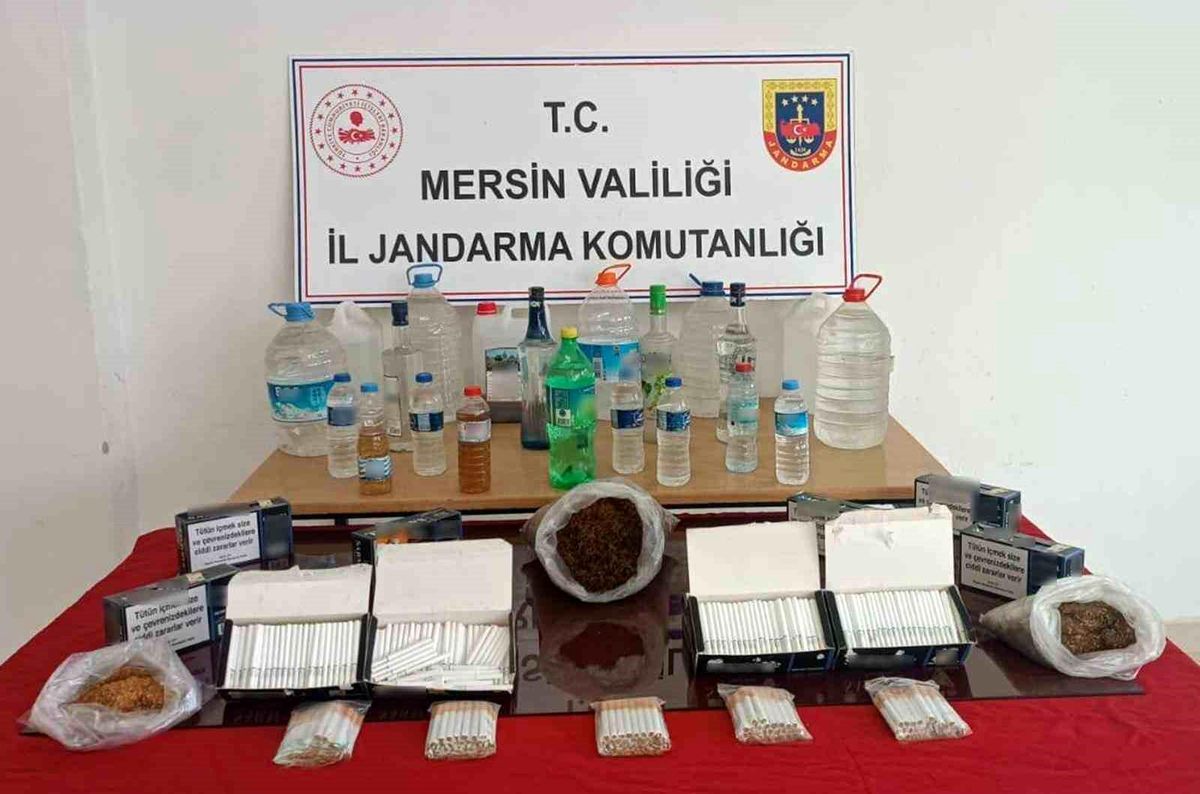 Mersin\'de Kaçak İçki ve Makaron Operasyonu