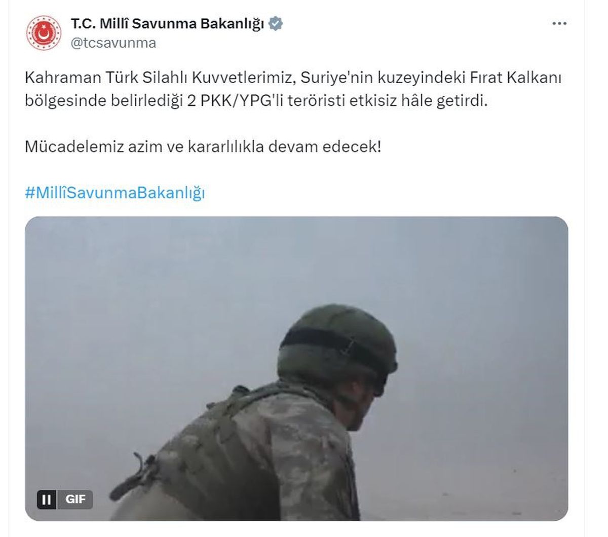 Fırat Kalkanı\'nda 2 Terörist Etkisiz Hale Getirildi