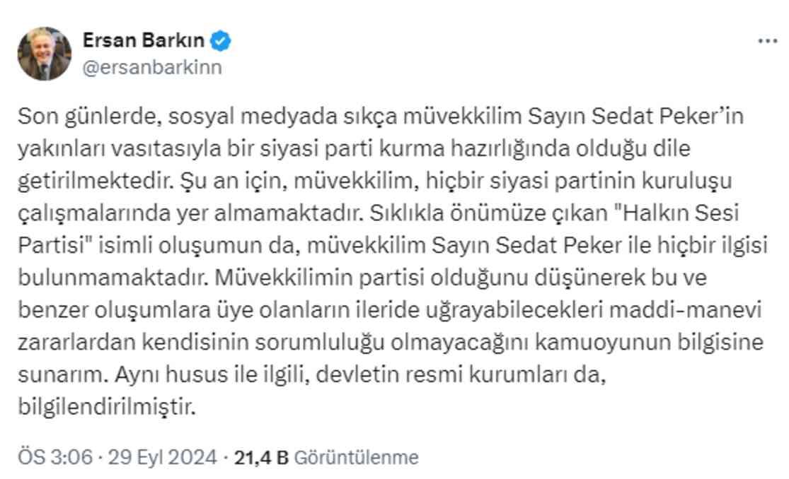 Sedat Peker, Halkın Sesi Partisi'ni mi kuruyor? Avukatının kullandığı ifade dikkat çekti