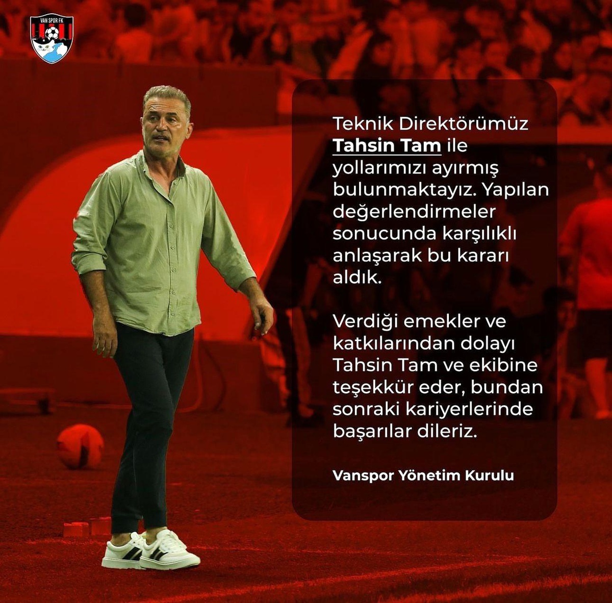 Vanspor, Teknik Direktör Tahsin Tam ile Ayrıldı