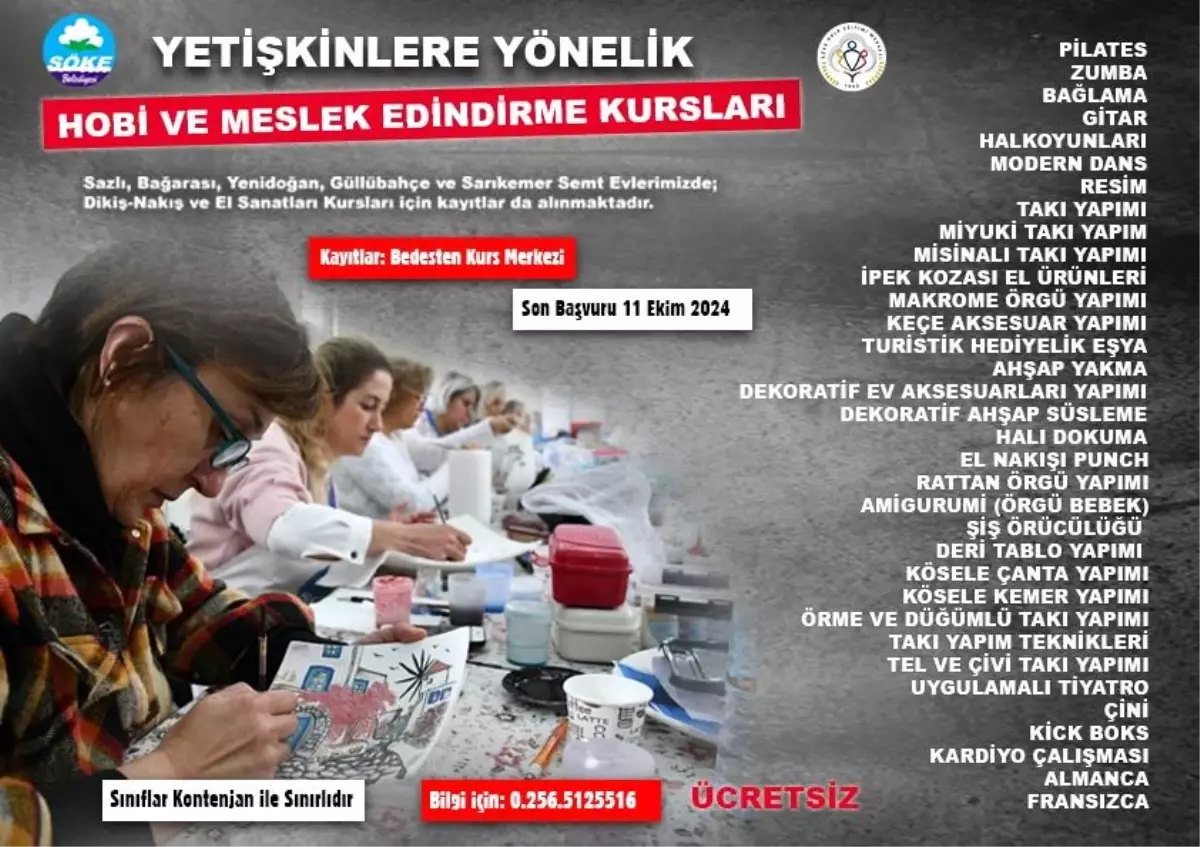 Söke\'de Ücretsiz Kurs Fırsatları Başlıyor