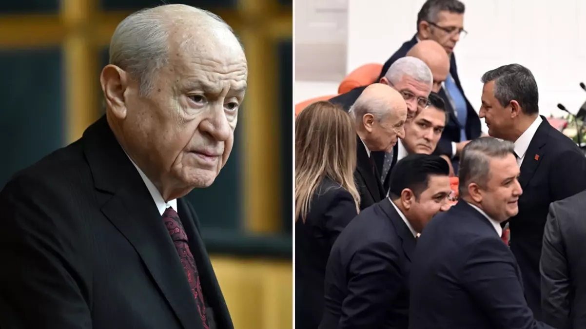 Kürsüde başka Meclis\'te başka! Bahçeli, topa tuttuğu Özgür Özel\'le tokalaştı