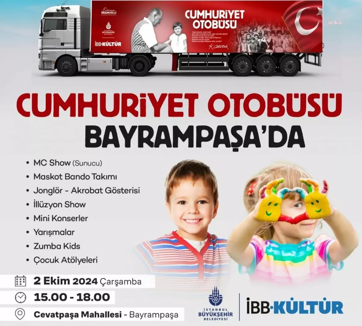 Cumhuriyet Otobüsü Bayrampaşalı Çocukları Eğlendiriyor