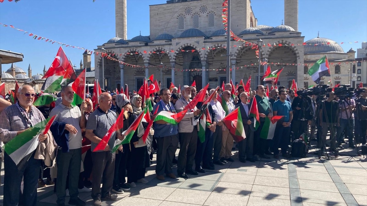Konya\'da İsrail\'in Filistin ve Lübnan\'a yönelik saldırıları protesto edildi