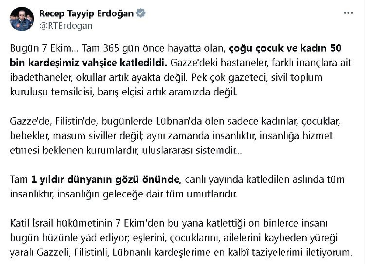 Cumhurbaşkanı Erdoğan\'dan İsrail\'e sert tepki: \'Hitler nasıl durdurulduysa Netanyahu da durdurulacak\'