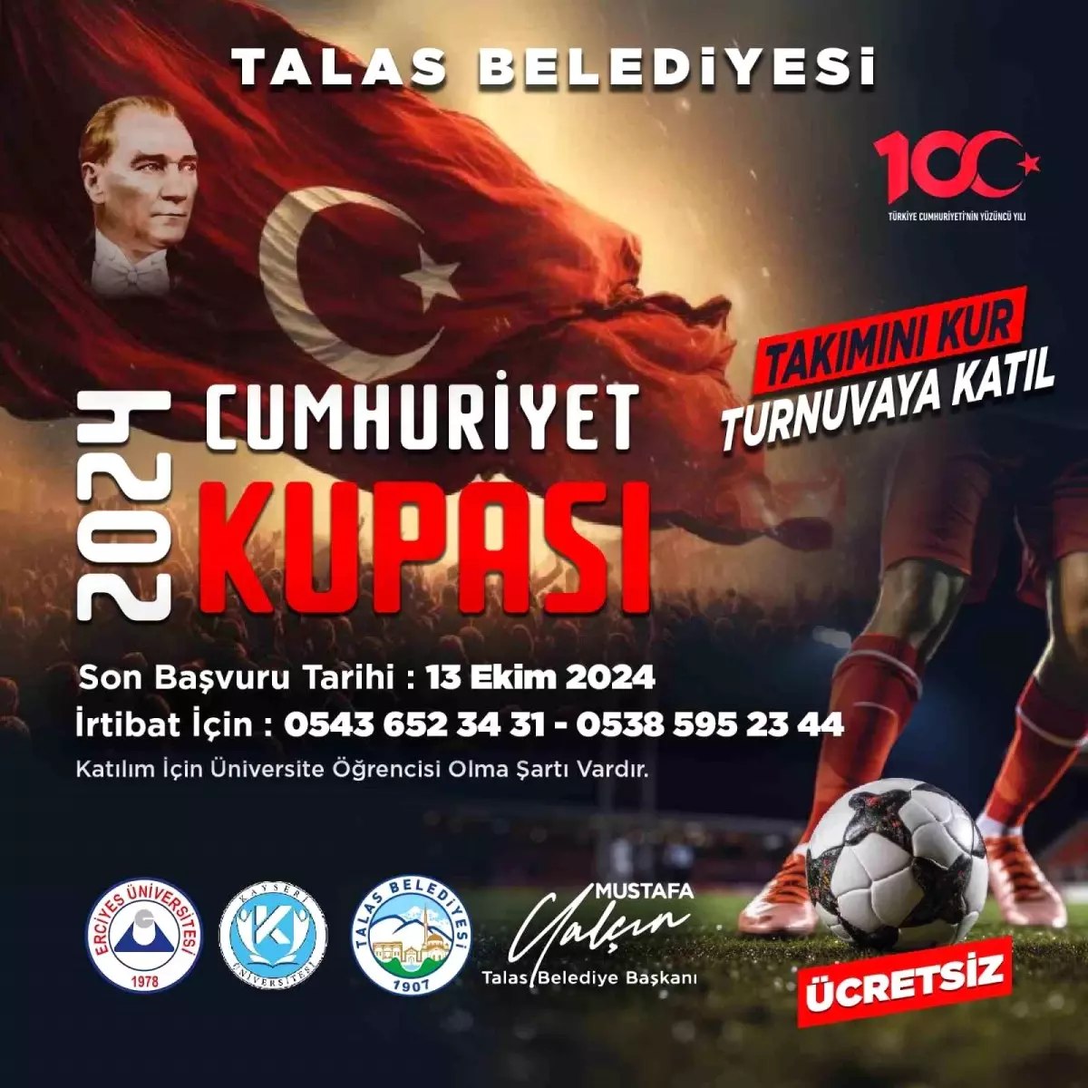 Talas Belediyesi\'nden Cumhuriyet Bayramı\'na Özel Futbol Turnuvası