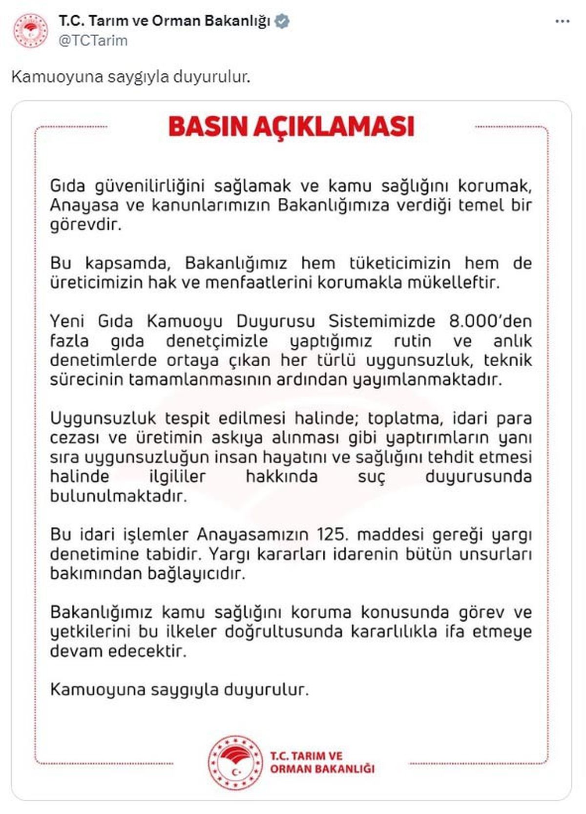 Gıda Denetiminde Yeni Sistem