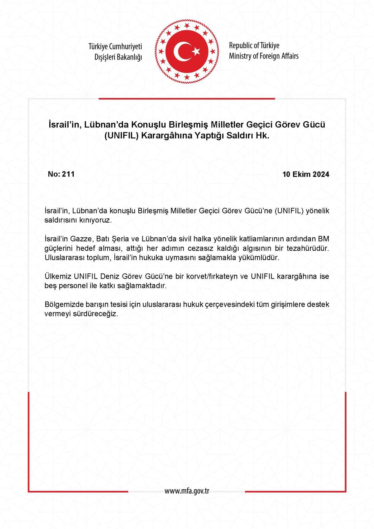 Türkiye\'den İsrail\'e Kınama