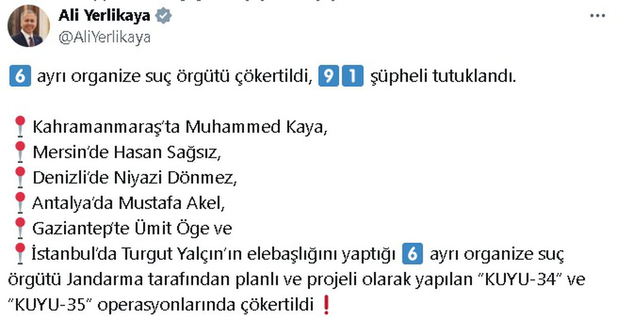 6 Suç Örgütü Çökertildi