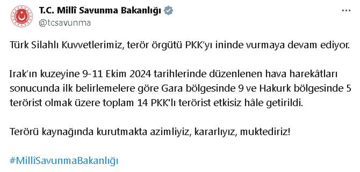 PKK\'ya Hava Operasyonu: 14 Terörist Etkisiz Hale Getirildi