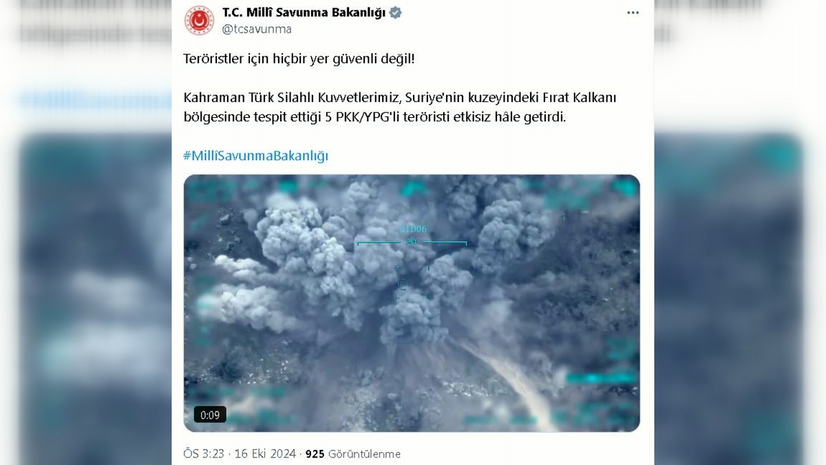 TSK, Fırat Kalkanı\'nda 5 Teröristi Etkisiz Hale Getirdi