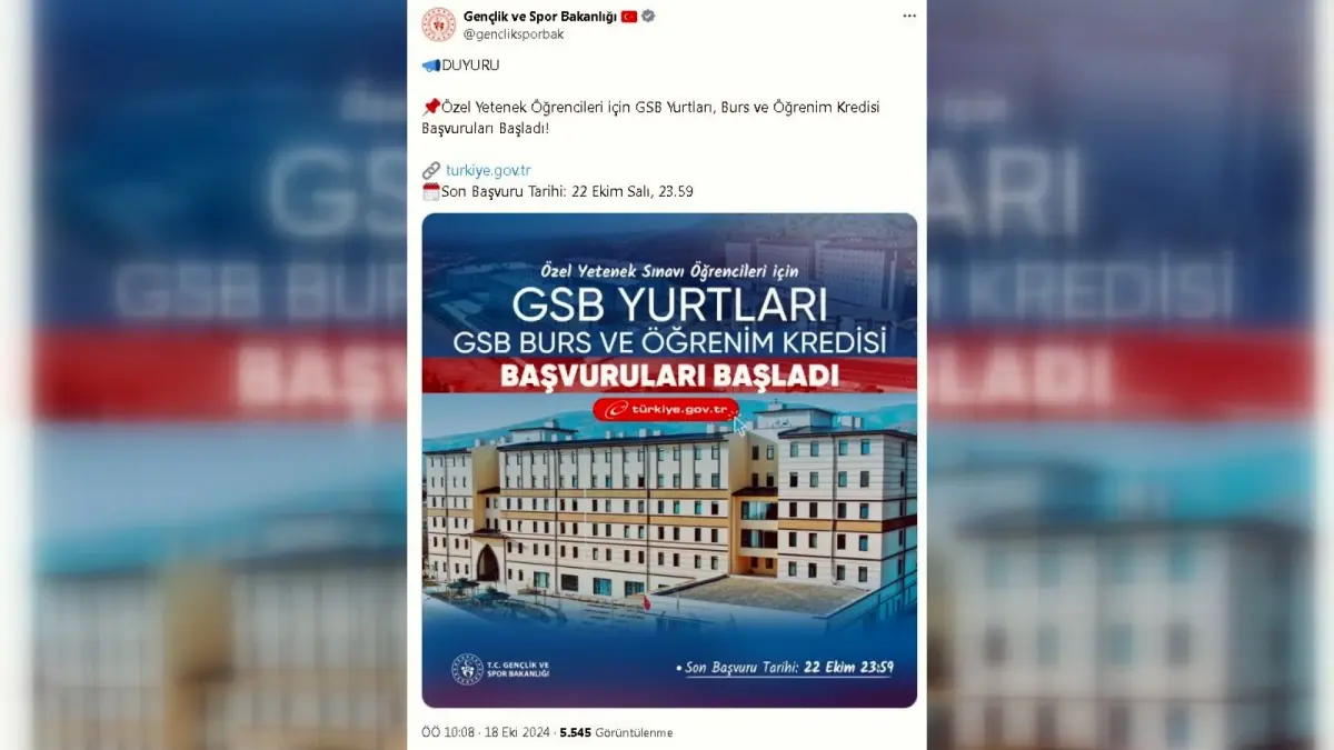 ÖZYES Öğrencilerine Yurt ve Burs Başvuruları Başladı