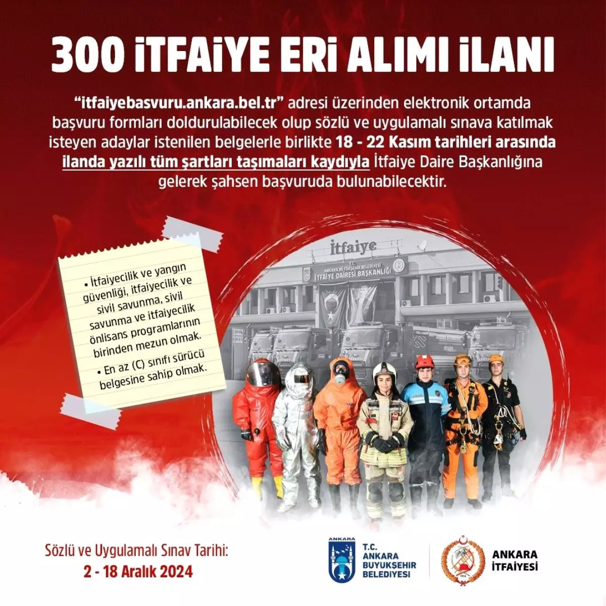 Ankara Büyükşehir Belediyesi 300 İtfaiye Eri Alacak