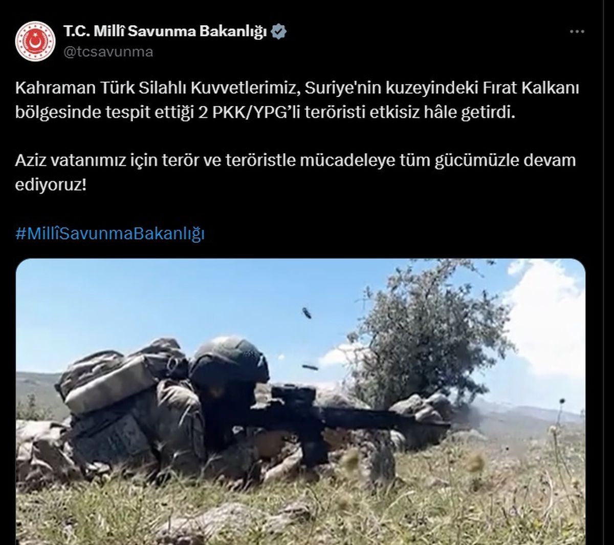 Fırat Kalkanı\'nda 2 Terörist Etkisiz Hale Getirildi