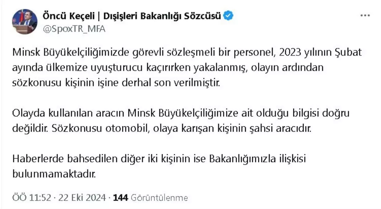 Büyükelçilik Görevlisi Uyuşturucu Kaçakçılığında Yakalandı