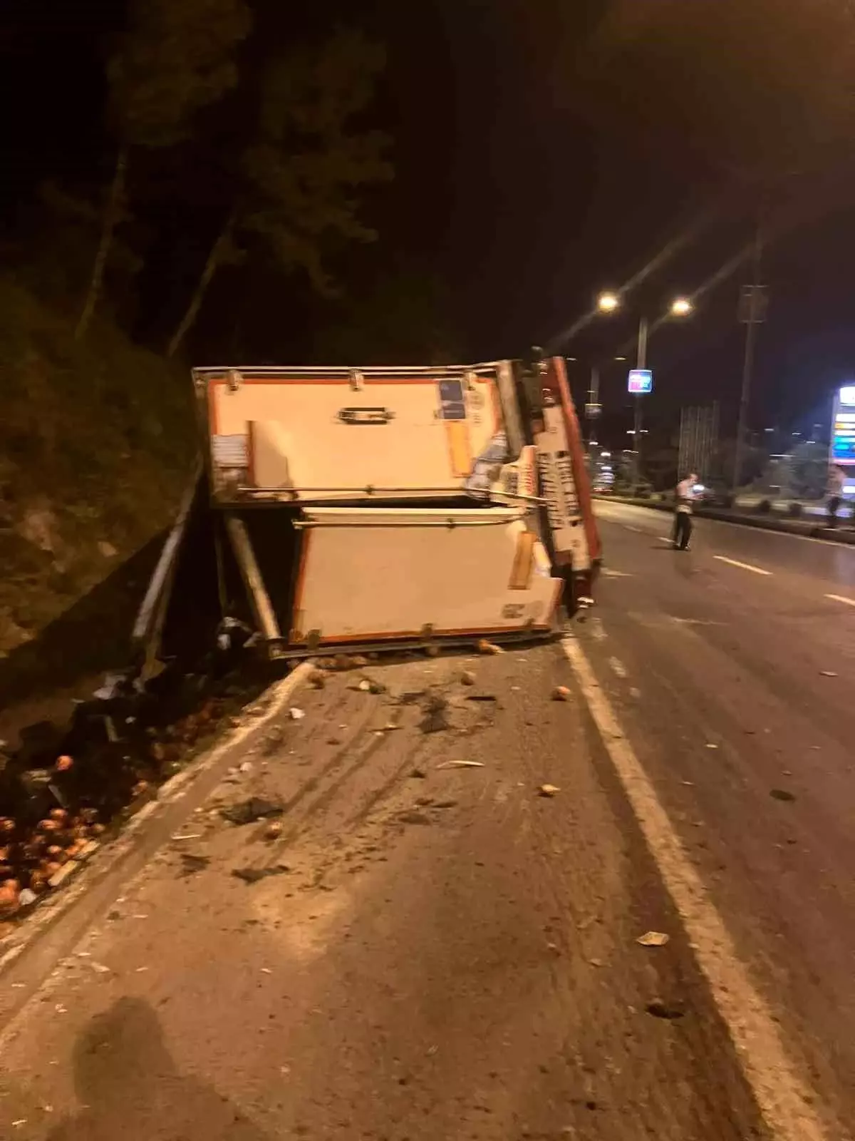 Hatay\'da Freni Boşalan Tır Şarampole Devrildi