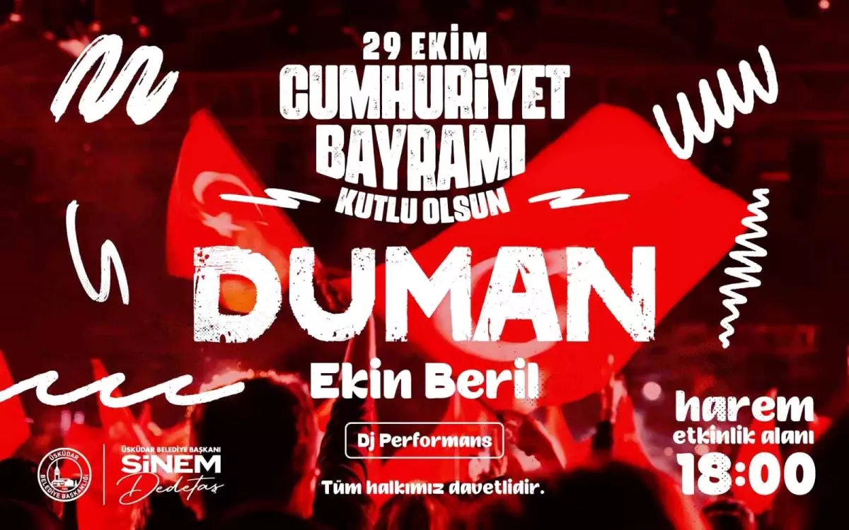 Üsküdar\'da Cumhuriyet Bayramı Coşkusu: Duman ve Ekin Beril Konserleri