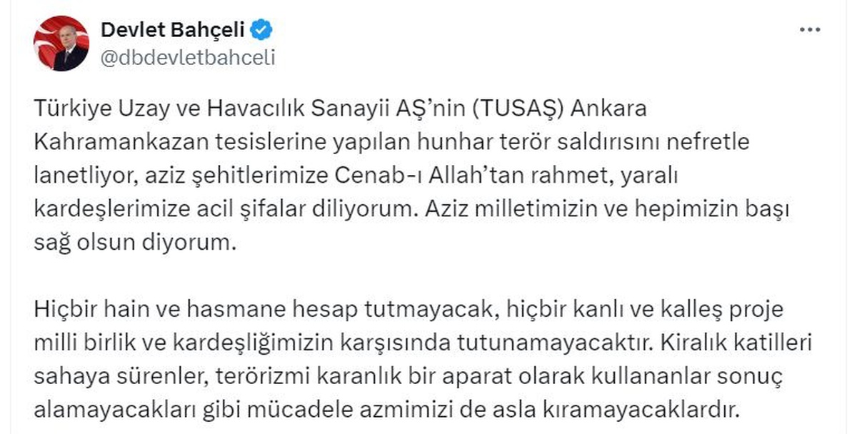 Bahçeli: Hiçbir kanlı ve kalleş proje, kardeşliğimizin karşısında tutunamayacak
