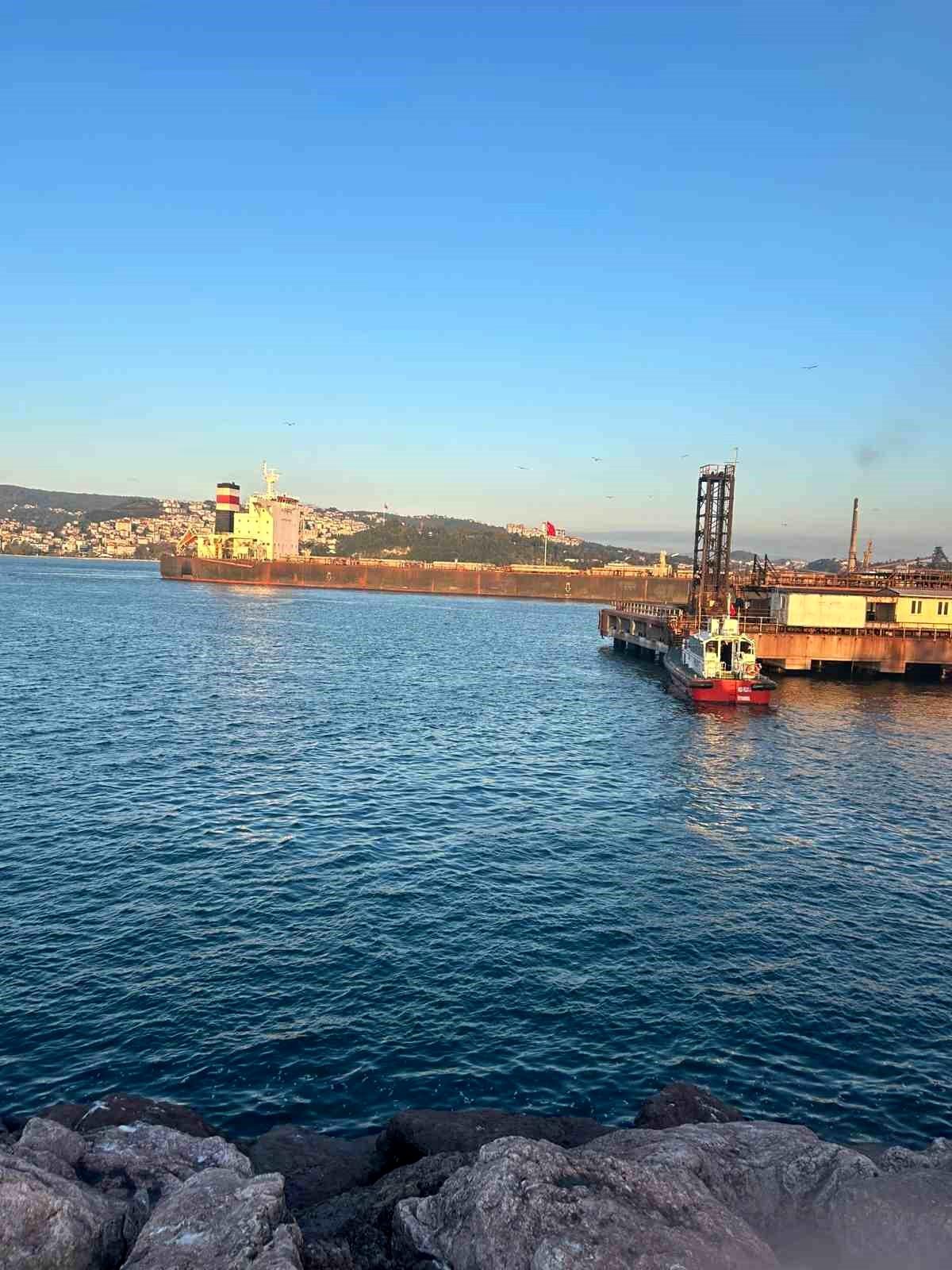 Yük Gemisi Ereğli Limanı\'na Yanaşırken Karaya Oturdu