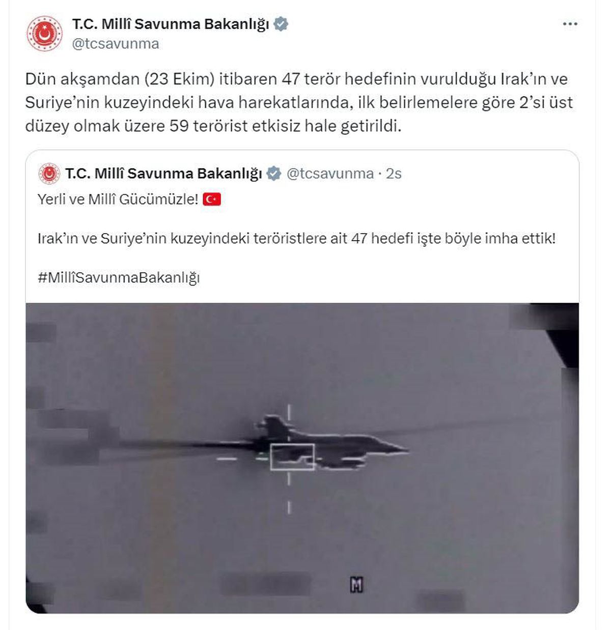 Irak ve Suriye\'de 59 Terörist Etkisiz Hale Getirildi